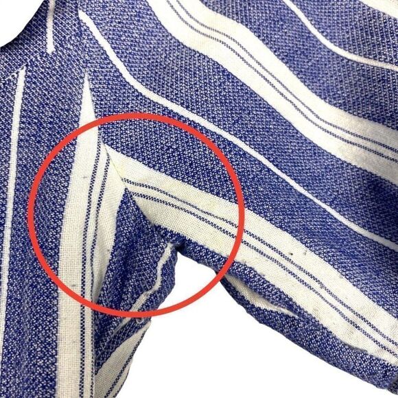 Tularosa women's Blue & White Striped Short Sleeve Fit And Flare Iris Dress US M - Picture 6 of 12